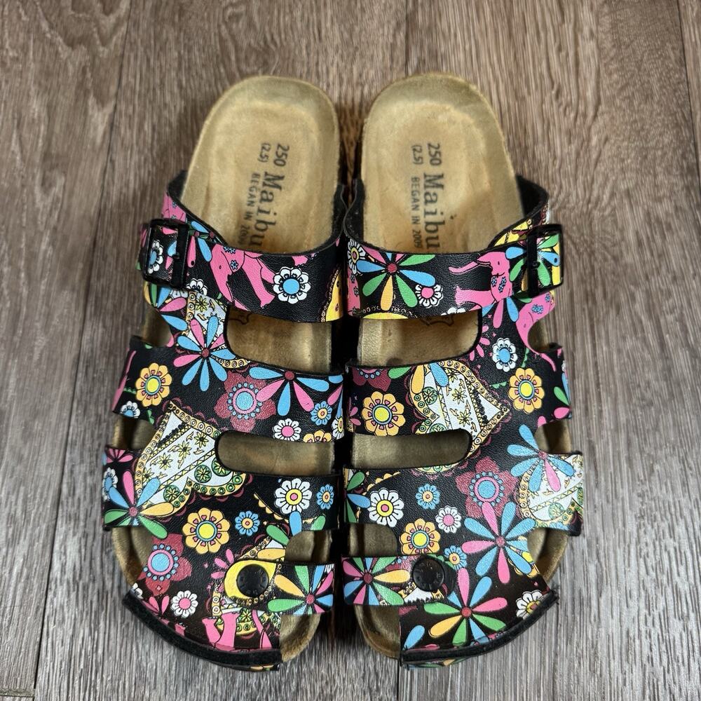 Maibulun Peek Multi Cut-out Clog Sz 40/Sz 9 US, Side Buckle ,Colorful Print